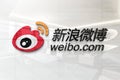 Sina weibo on glossy office wall realistic texture